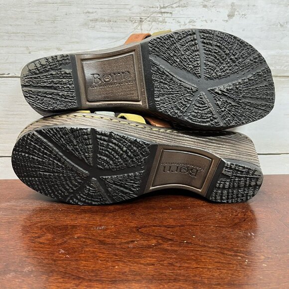 Born Women's Slip On Short Heel Sandals Leather Size 8 Brown Multi Color - Picture 11 of 11